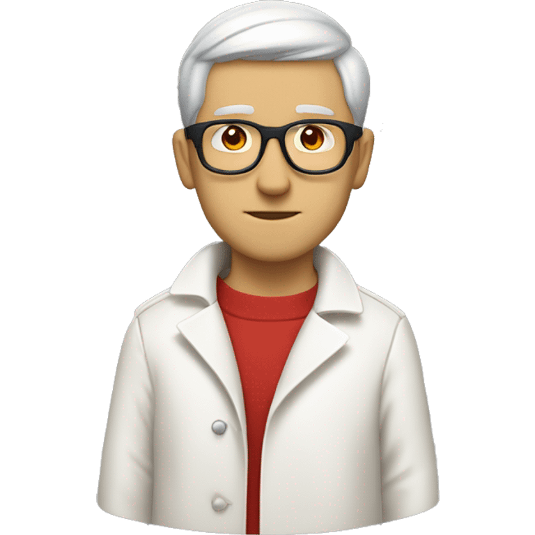 <excerpt>
A white man with short hair, donning red tinted glasses in a white trench coat, is an alchemist.
</excerpt> emoji