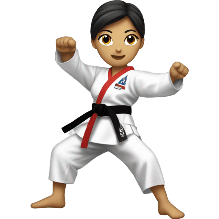 taekwondo blue belt female roundhouse kick emoji