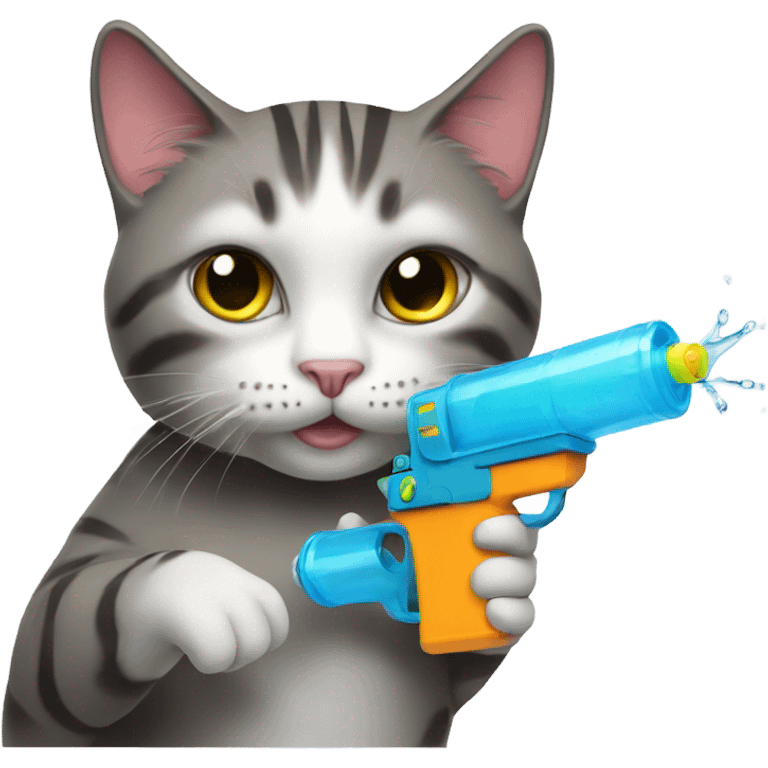 cat with water gun emoji