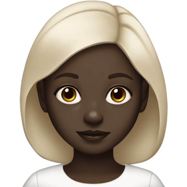 portrait of a dark-skinned girl with white Chihuahua emoji