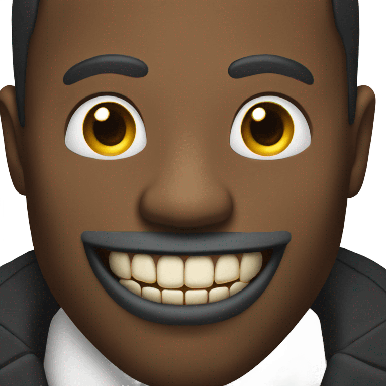 black man with grillz with extra sharp teeth and a monocle emoji