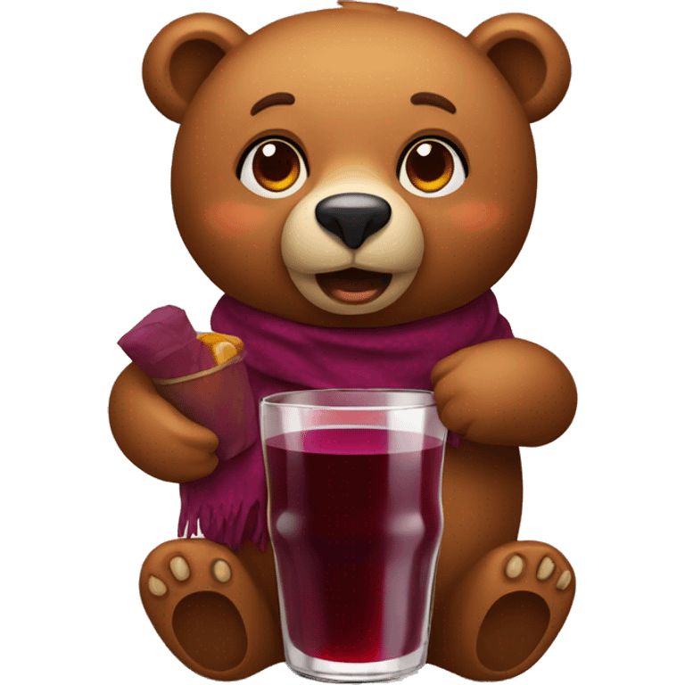 Bear with mulled wine  emoji