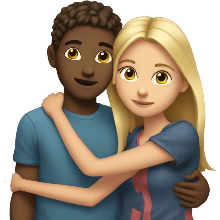 Girl and a boy hugging  emoji