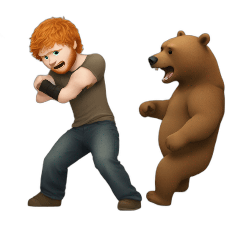 ed sheeran fight with a bear emoji