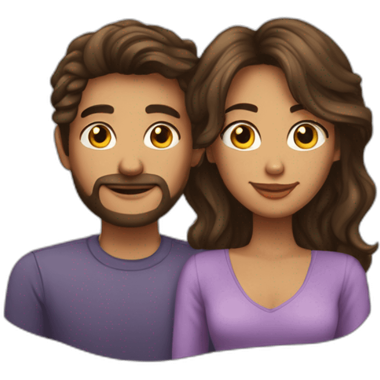 Casal homem e mulher homem moreno e mulher de cabelo cacheado emoji