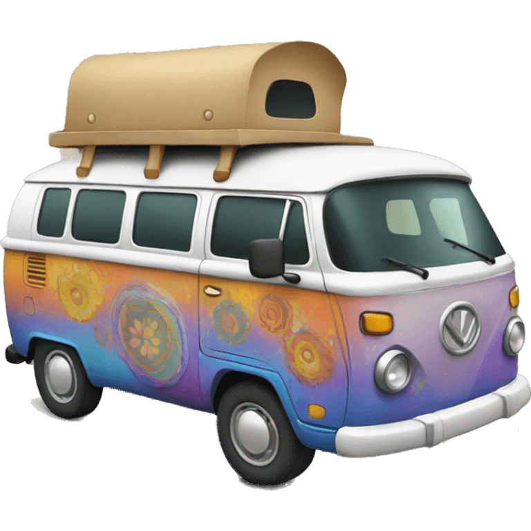 traveling 3d hippie van emoji