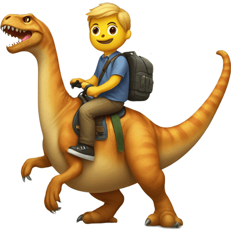 Cat riding a dinosaur emoji