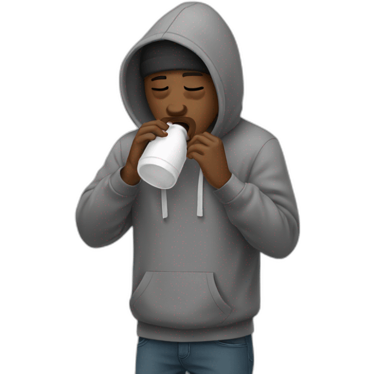 Black guy in a hoodie and hat vomiting emoji