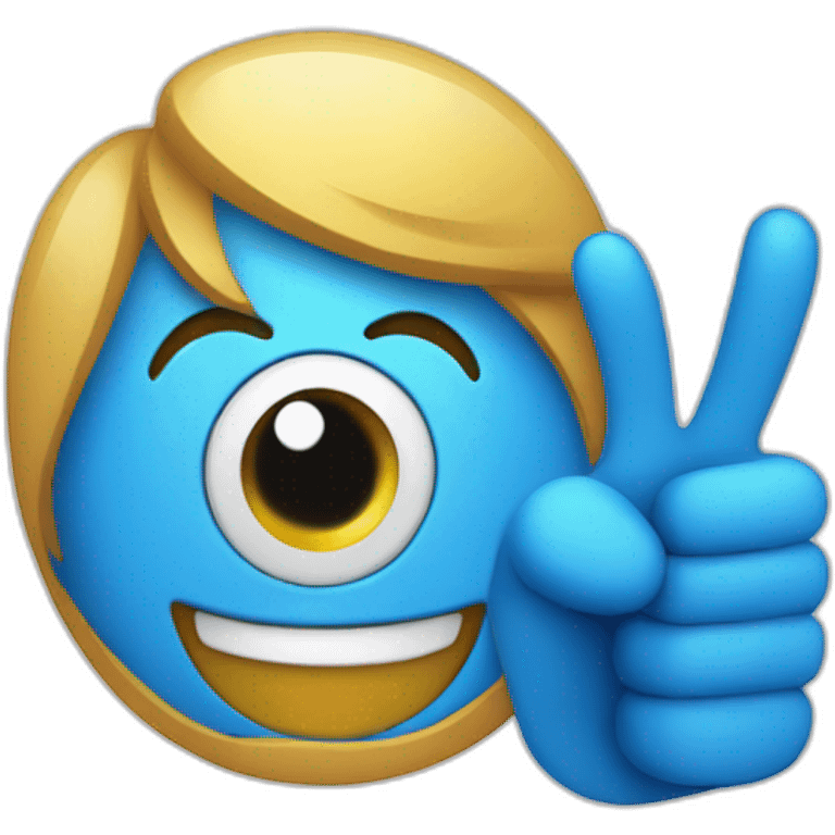 a blue thumb-up with eyes looking happy emoji