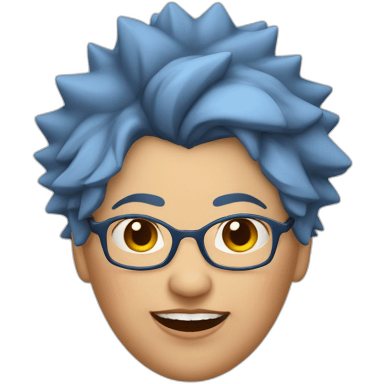 Old fat lesbian Chilean woman very short spiky blue hair emoji