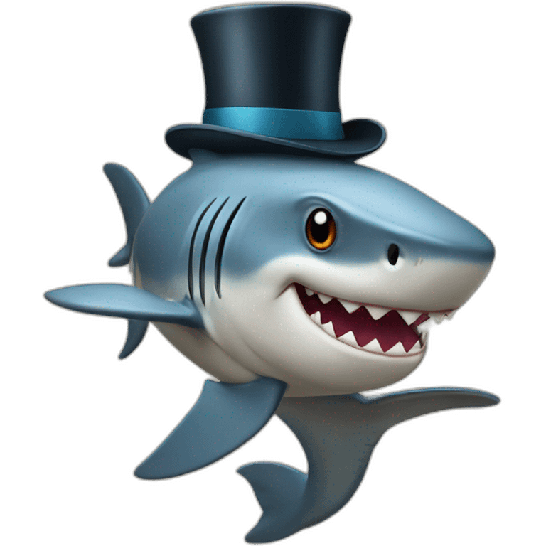 Shark with a top hat emoji