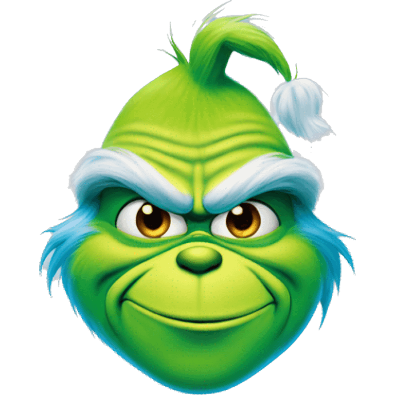 the grinch, dyed blue, with a smirk emoji