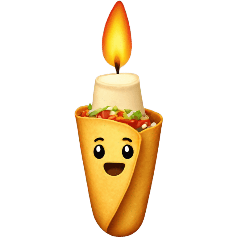 Burrito on its side with a birthday candle emoji