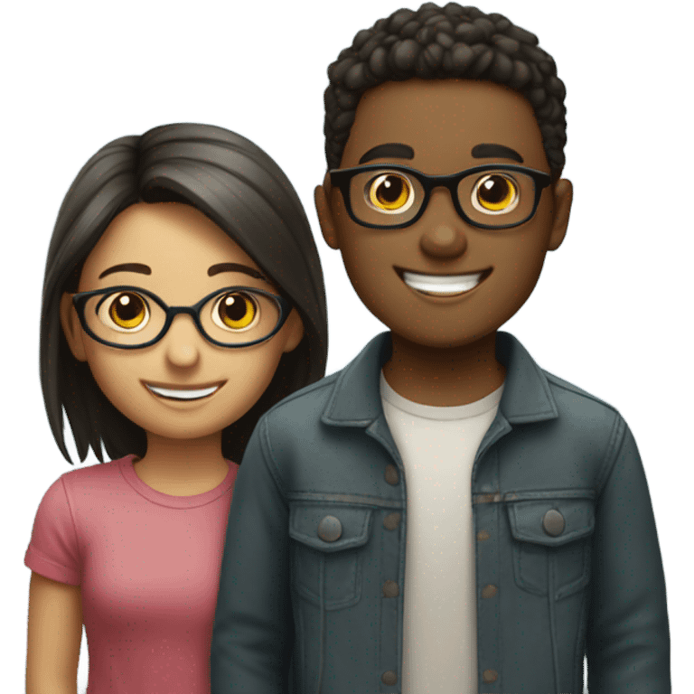 smiling girl with boy indoors glasses emoji