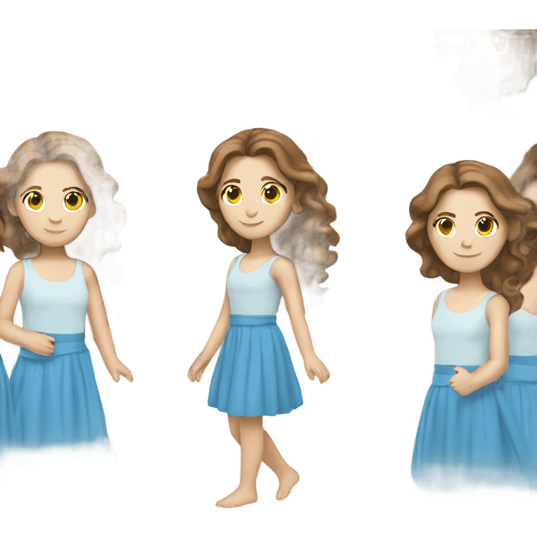 brown hair white girl with blue dress full body emoji