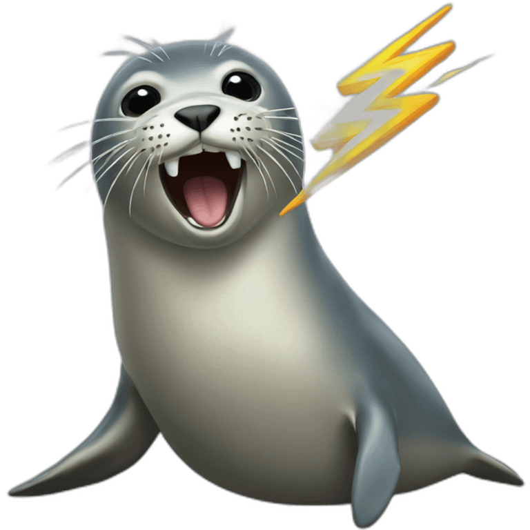 seal eating a lightning emoji