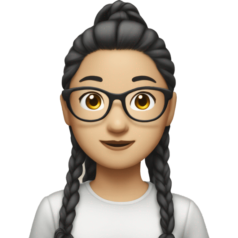 asian girl wearing clear glasses and a high pony tail emoji