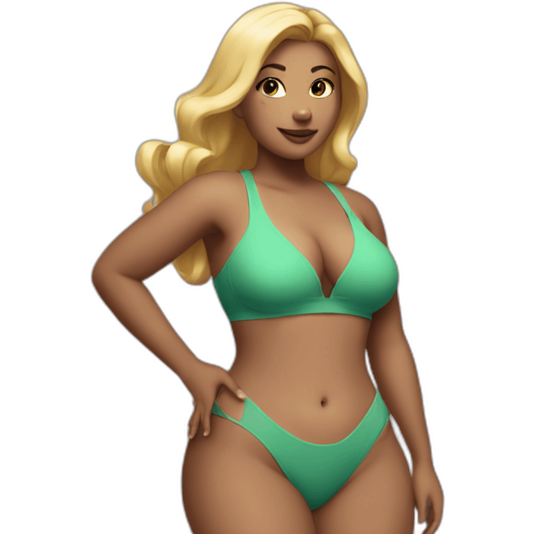 Slim-Thicc woman swimsuit posing full body (blonde, perfect body, hourglass figure) emoji