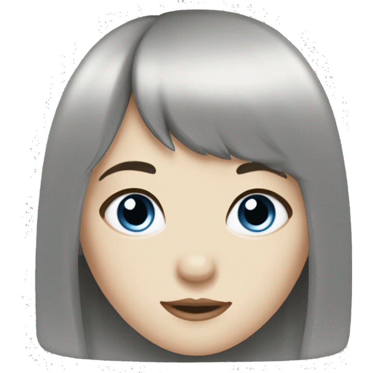 Girl with pale skin, light blue eyes, black hair and bangs emoji