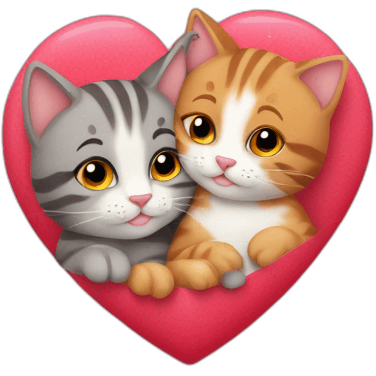 Cuddling tabby cats on Valentine’s Day  emoji