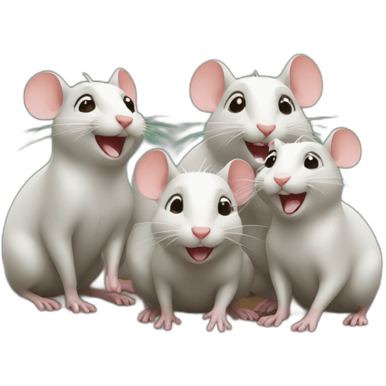 four happy rats emoji