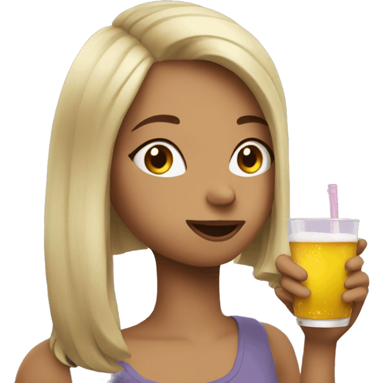 Girl drinking winr emoji