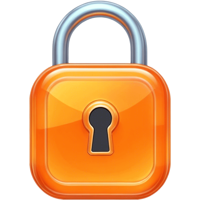 Holographic and glassmorphic orange lock emoji