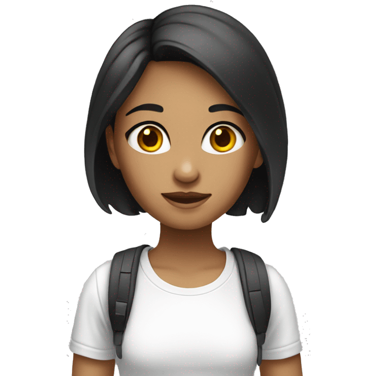 Girl with dark hair in white t-shirt  emoji