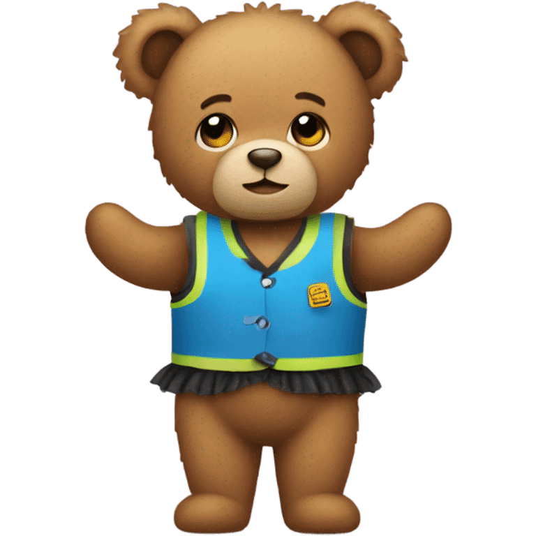 teddy bear wearing a tutu and construction vest  emoji