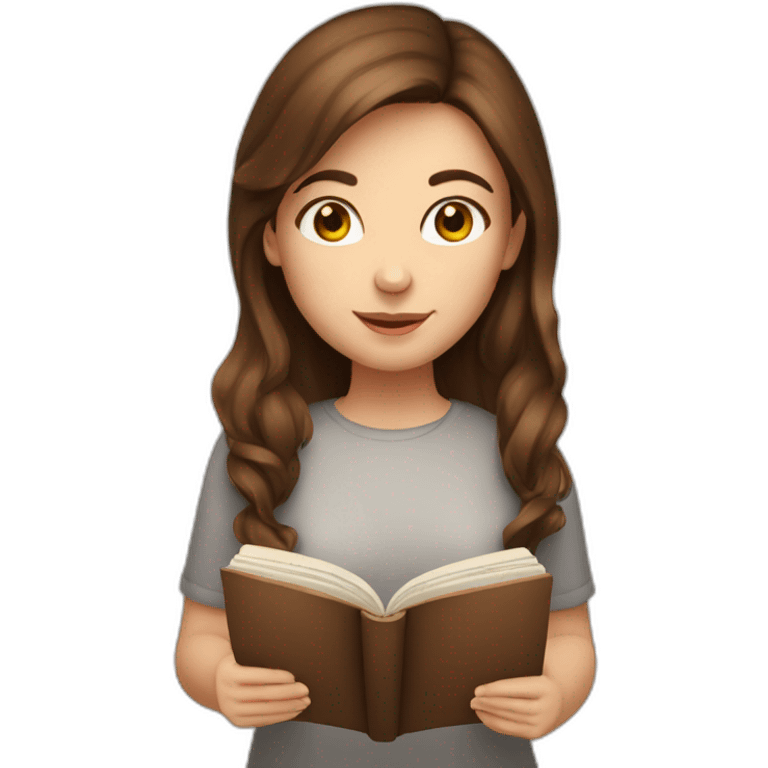 girl whith brown hair and english book in your heands emoji