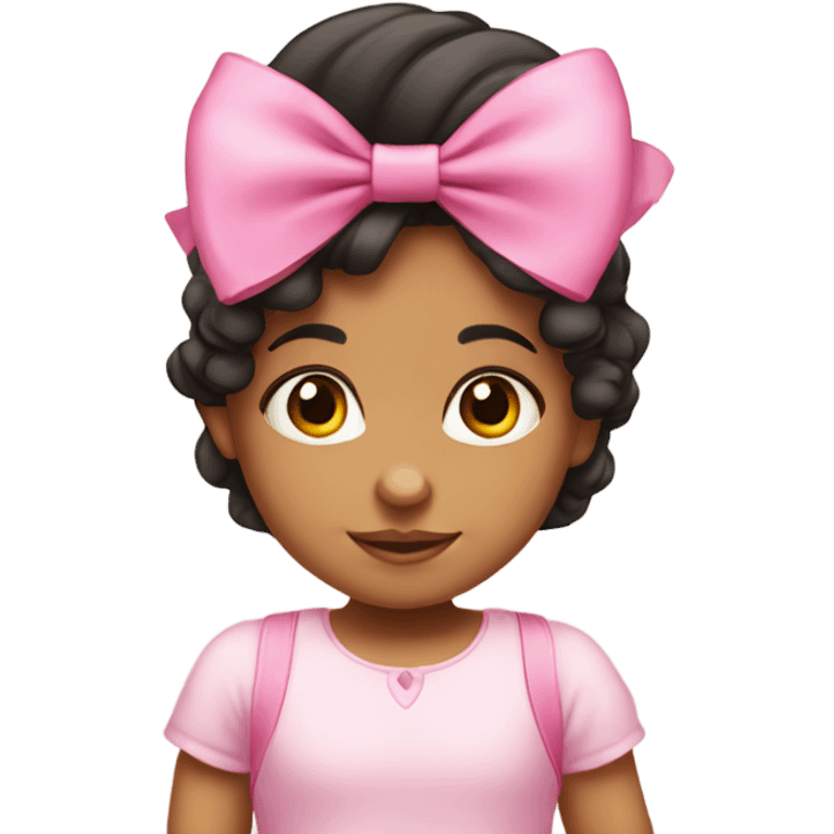 Hispanic toddler girl with pink bow  emoji