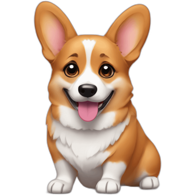 A corgi with the word love in front of them emoji