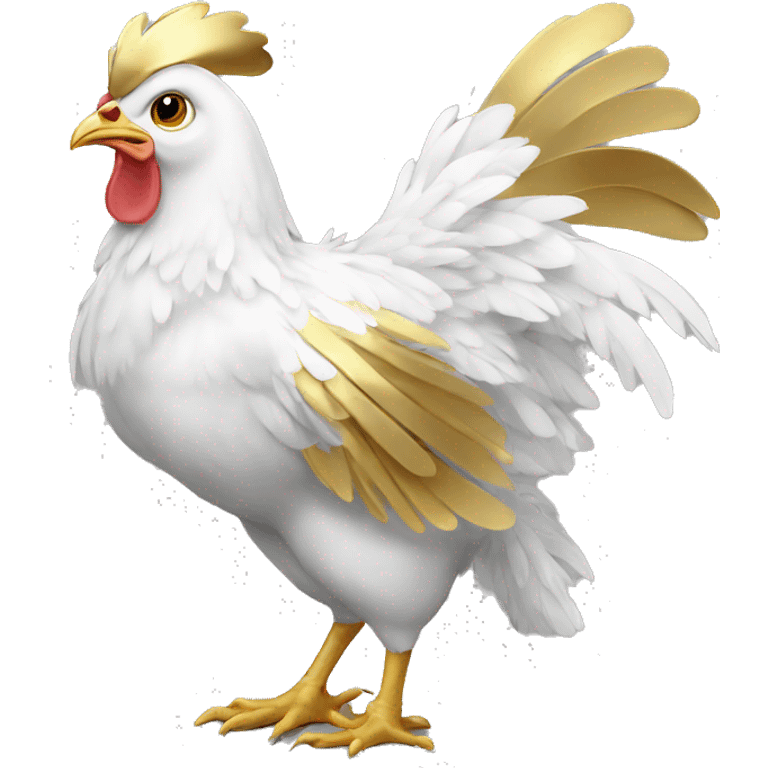 white chicken with gold wings emoji