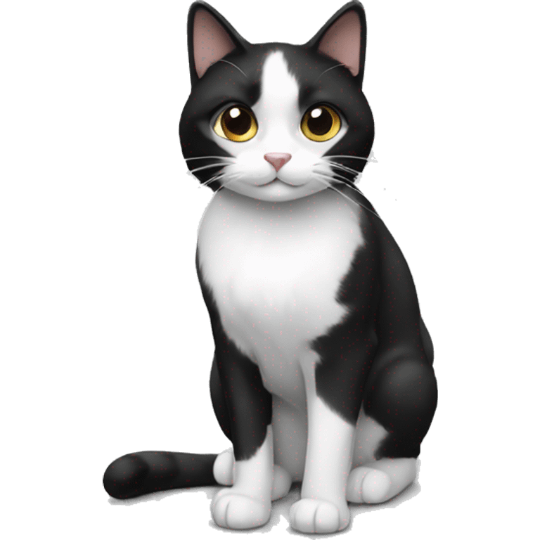 black and white cat with brunette emoji