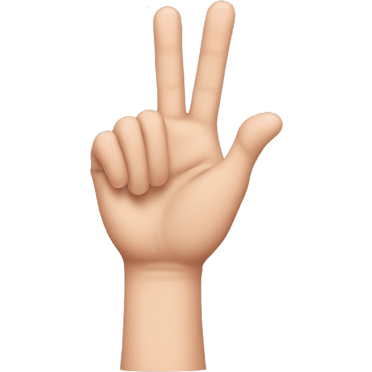 make a hand with with five fingers. the pointer finger, the thumb, and the middle finger should be pointed outward. the pinkie and the other finer should be pointing downward emoji