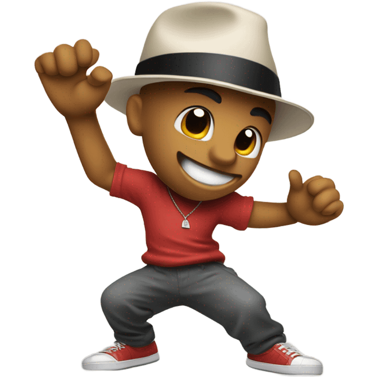 Breakdancer with Kangol panama showing a bite gesture  emoji