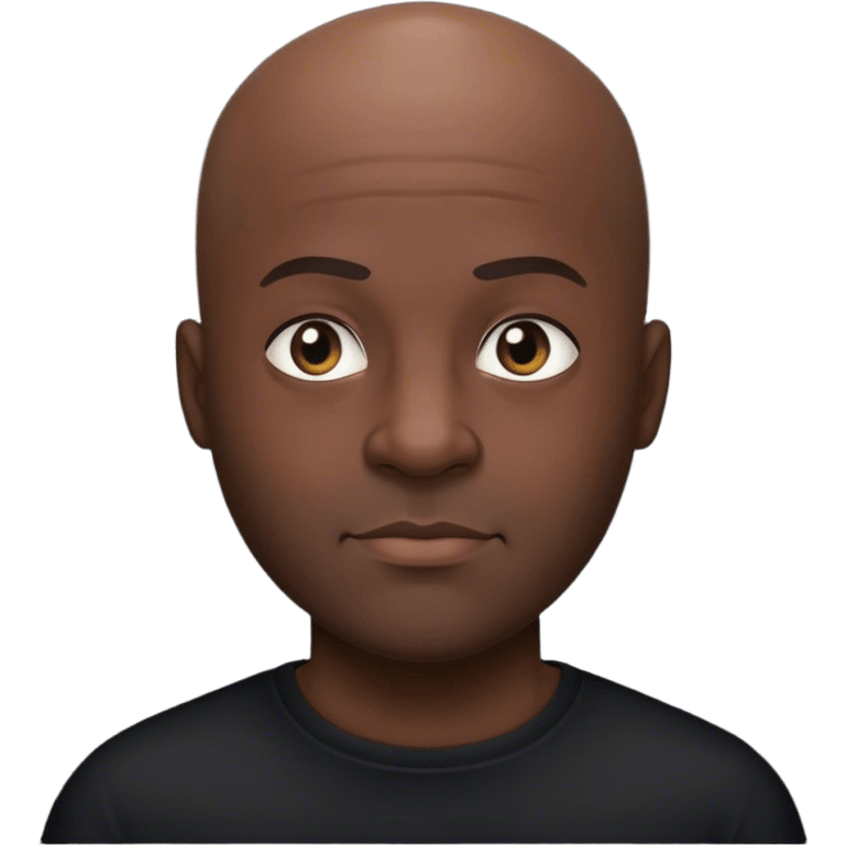 Dark skinned bald guy in black shirt emoji