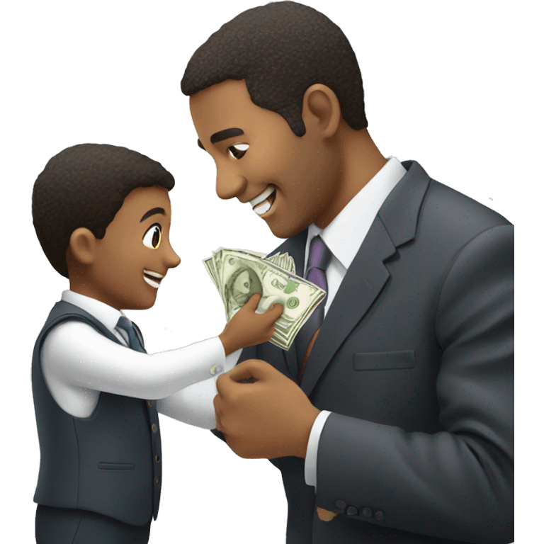 business man handing money to happy child emoji