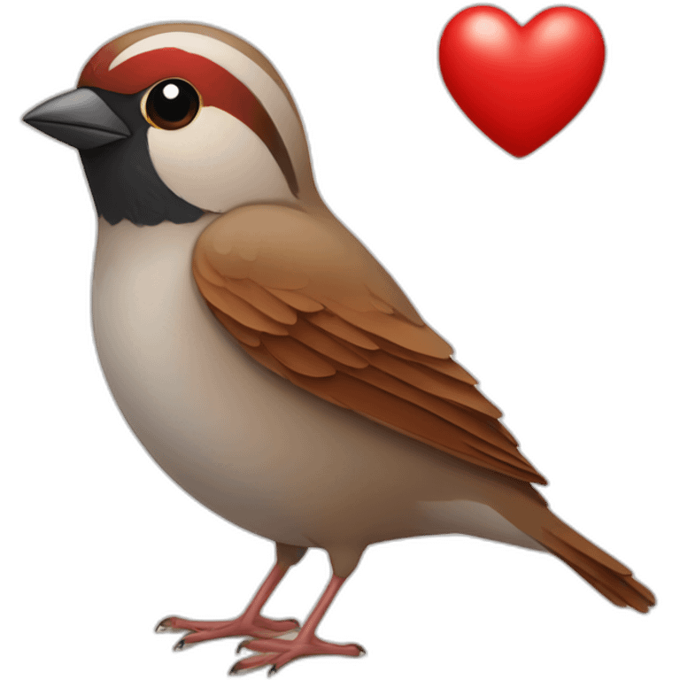 Sparrow holding Red Heart in His wings emoji