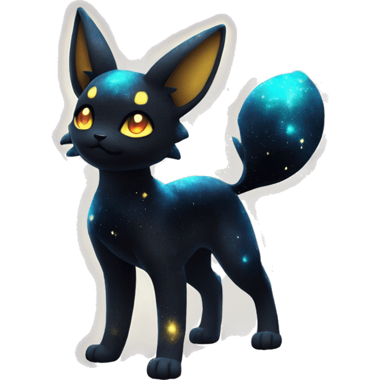 Shiny Sparkly Nebula Galaxy Umbreon-Litten full body emoji