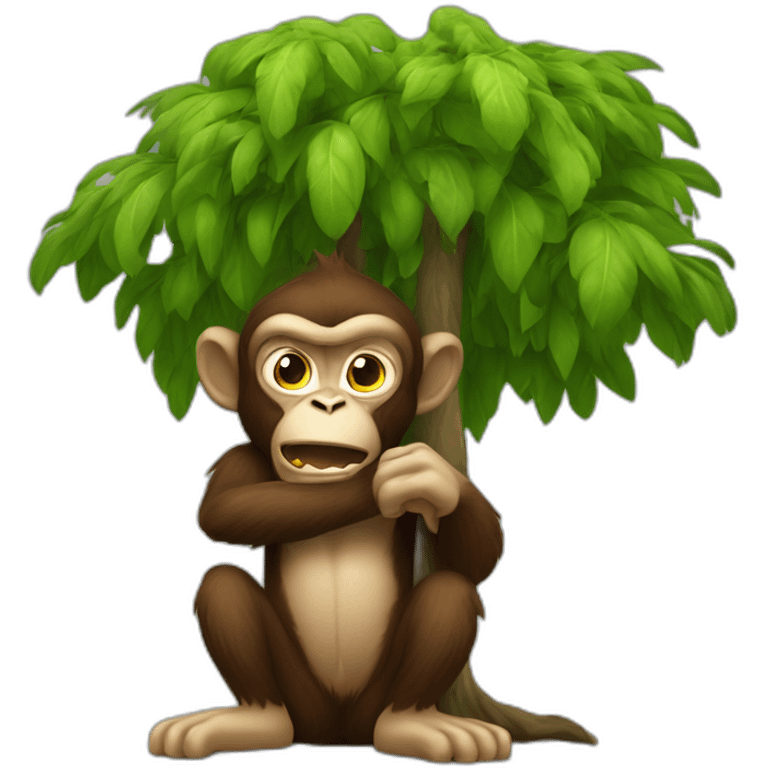 an angry monkey hittting a tree emoji