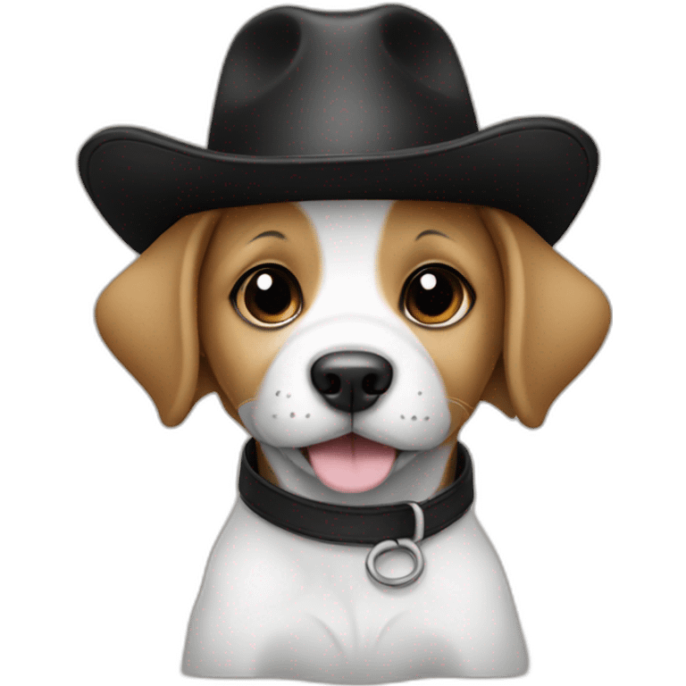 Baby dog with a black hat emoji