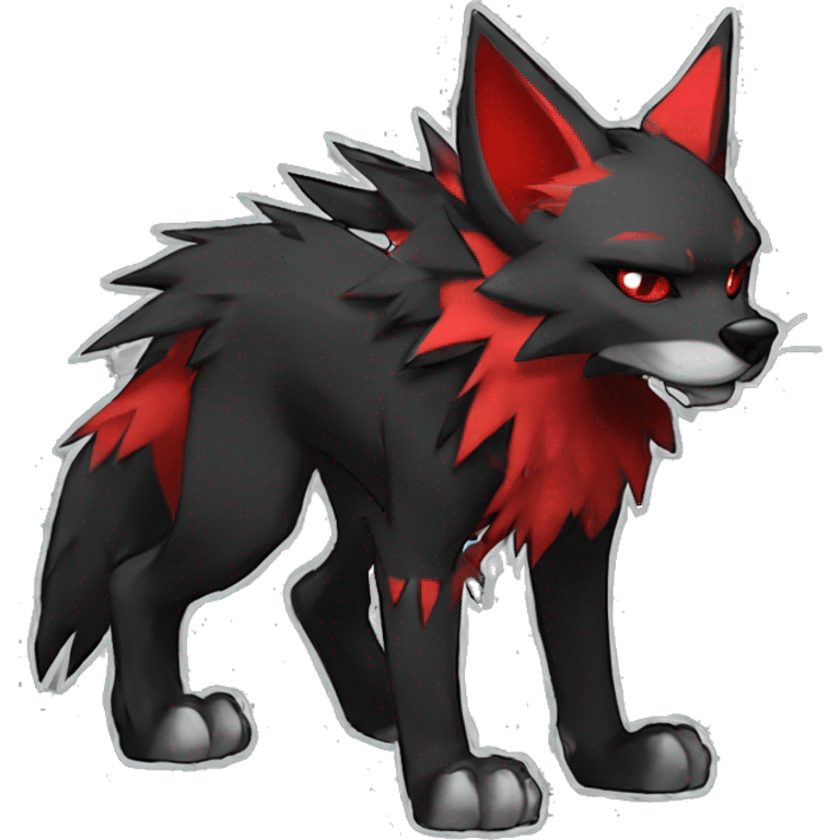 Cool edgy black red punk wolf-cat-Fakemon emoji