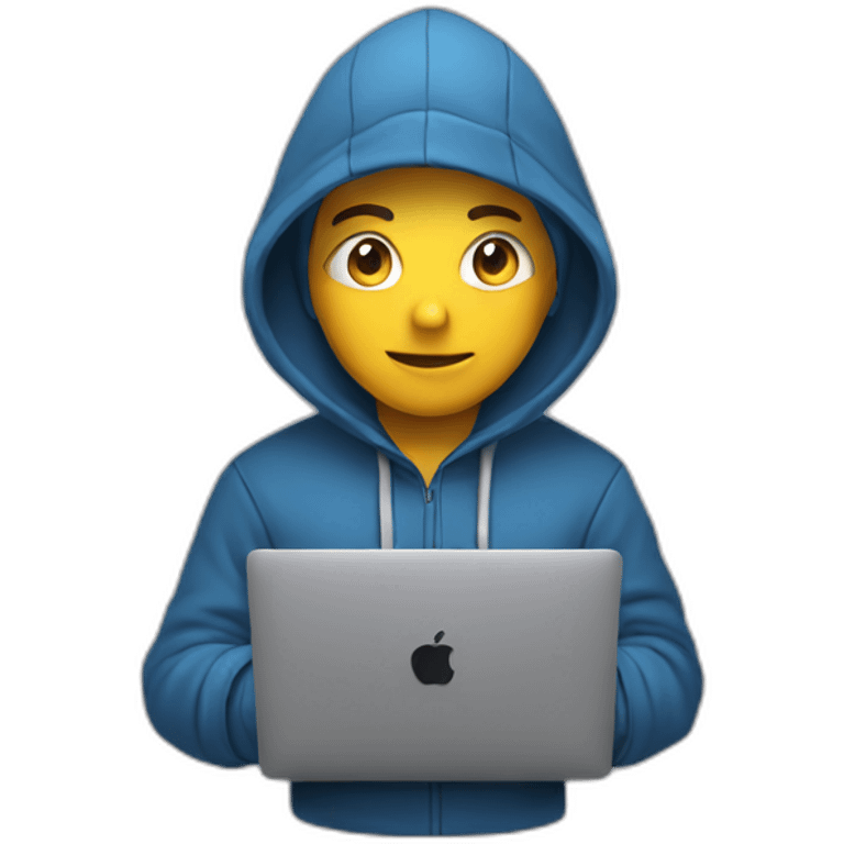 Developer with hoodie coding on a macbook emoji