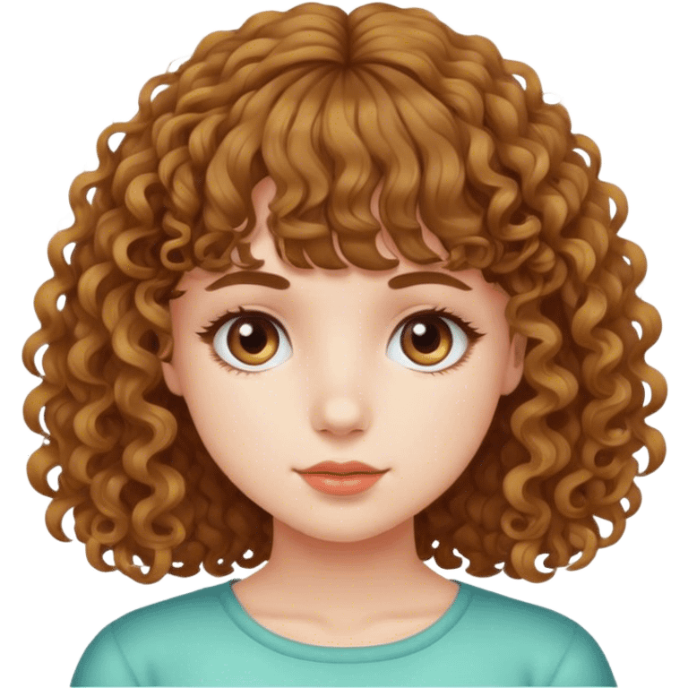 Girl with bangs curly hair  emoji