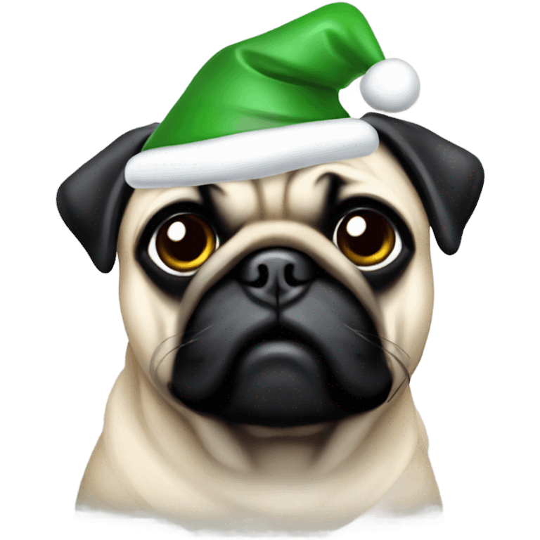 Pug Christmas hat emoji