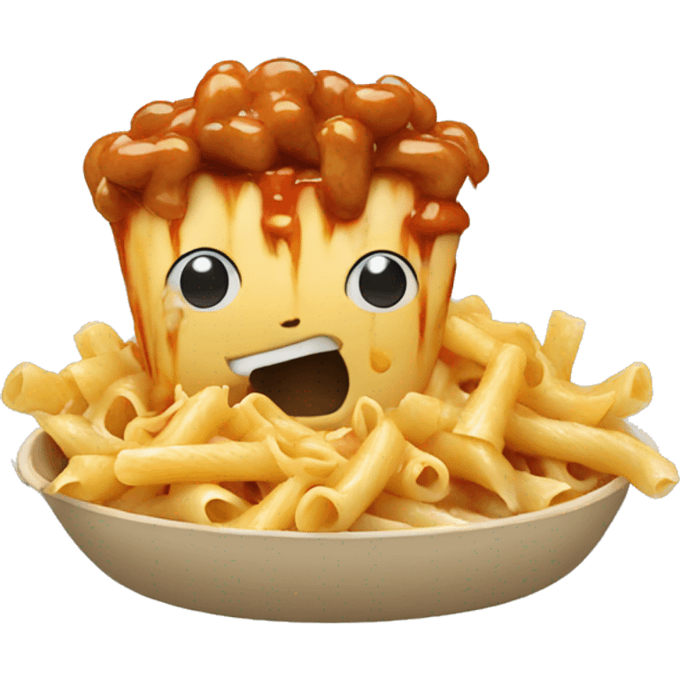 Poutine eating pasta emoji