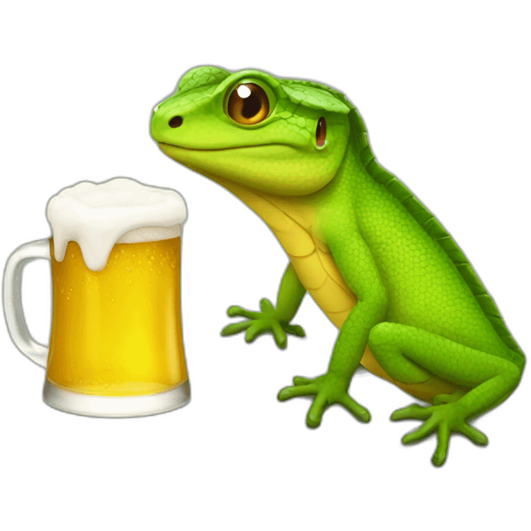 Lezard with beer emoji