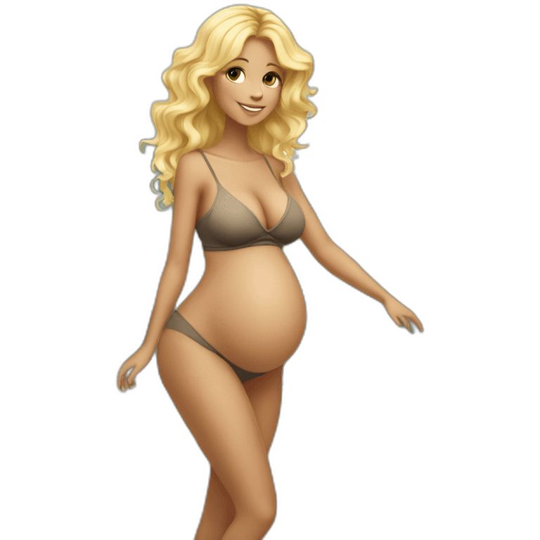 adorable pregnant blond full body women with beach-wave-hair emoji