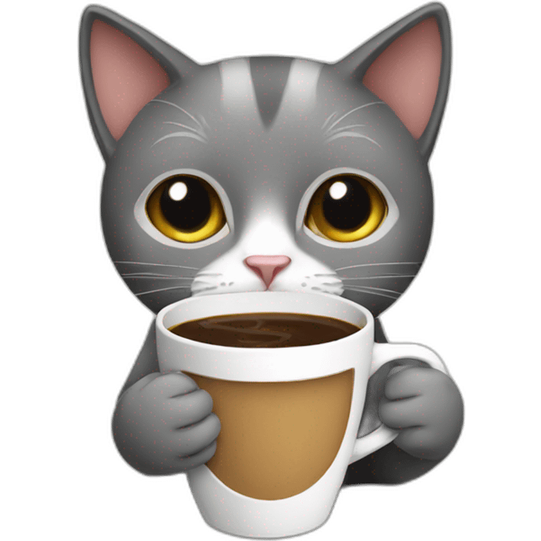 Cat drinking coffee emoji